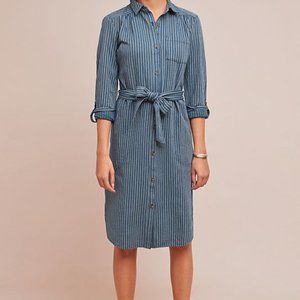 Anthropologie Bellamy Striped Tie Shirt Dress